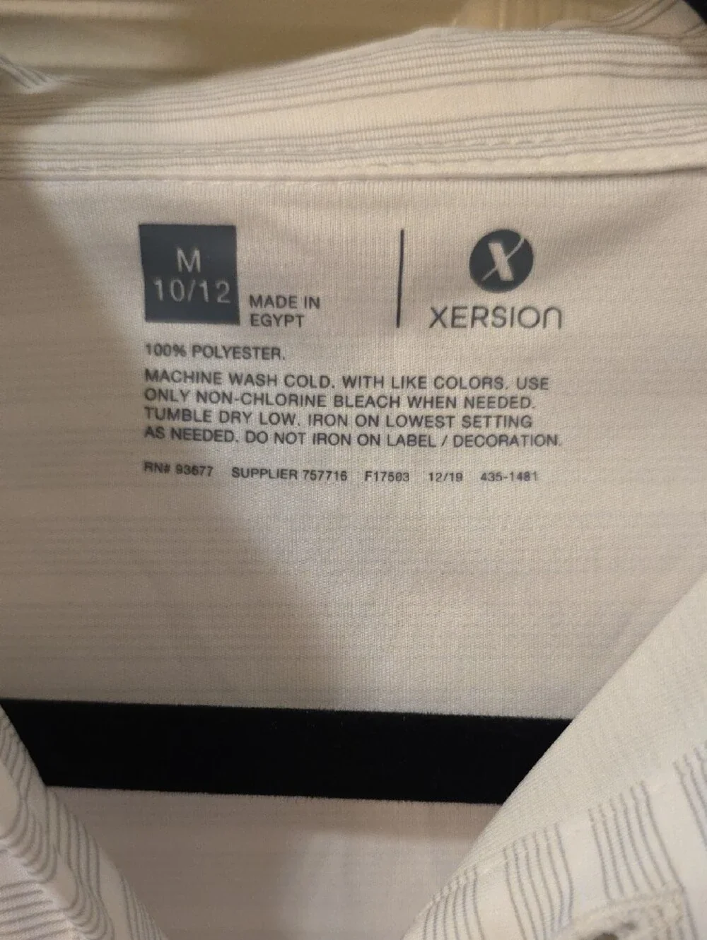 Xersion White and Light Gray Striped Short-Sleeve Polo